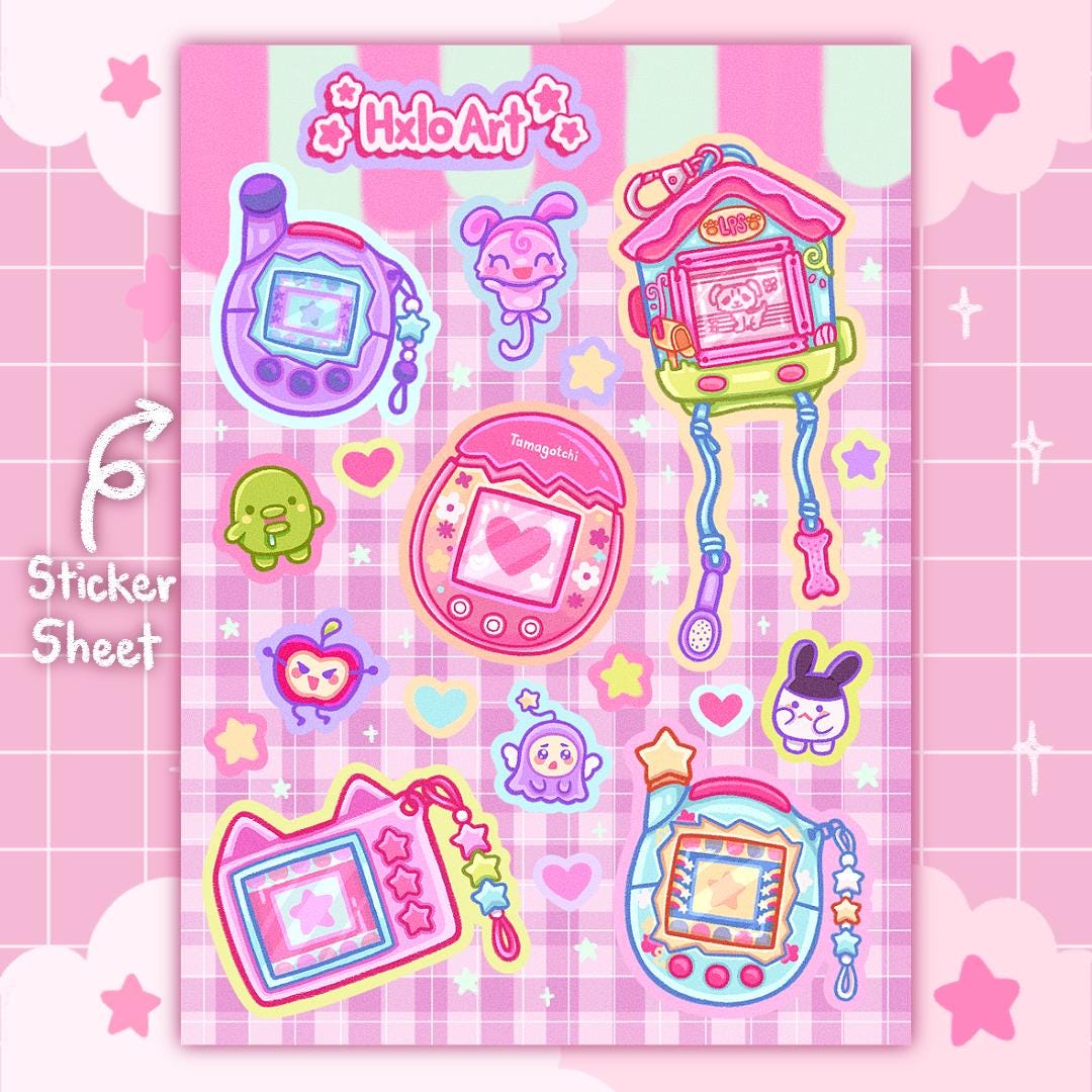 Kawaii Tamagotchi Holographic Sticker Sheet