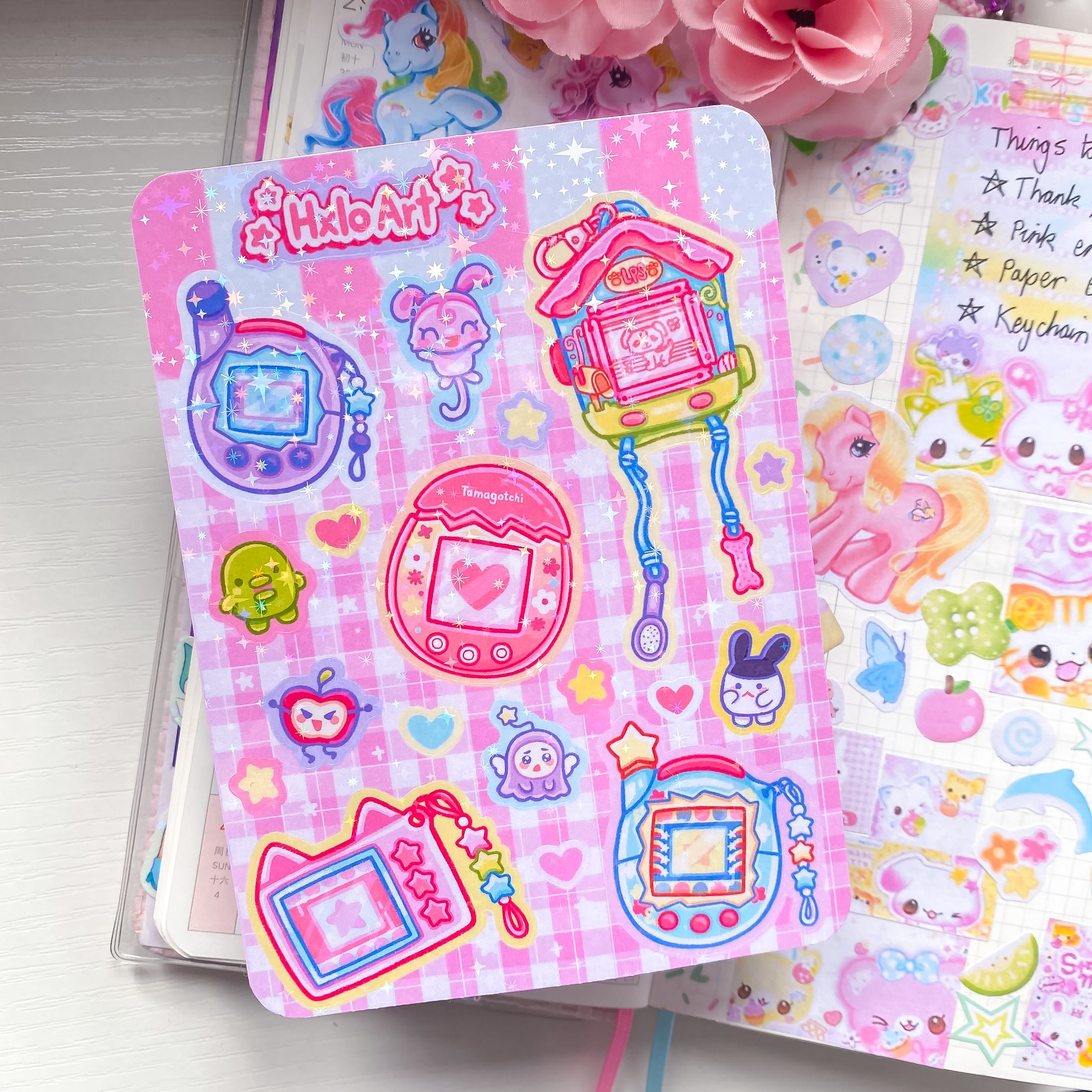 Kawaii Tamagotchi Holographic Sticker Sheet