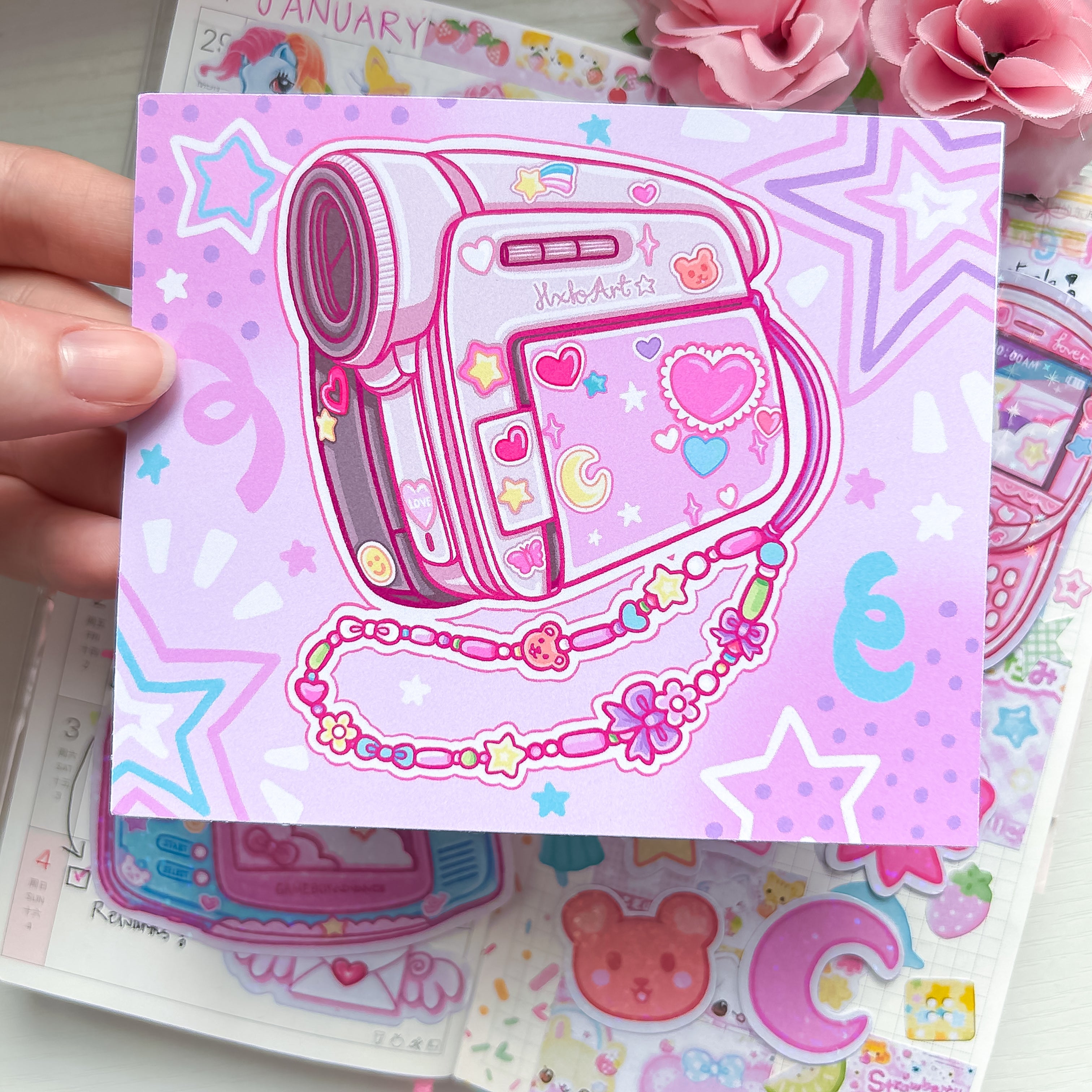 Kawaii Y2K Electronics Themed Sticker and Print Stationery Bundle