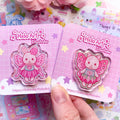 Set of Two Fairy Bunny & Cat Glitter Acrylic Pins