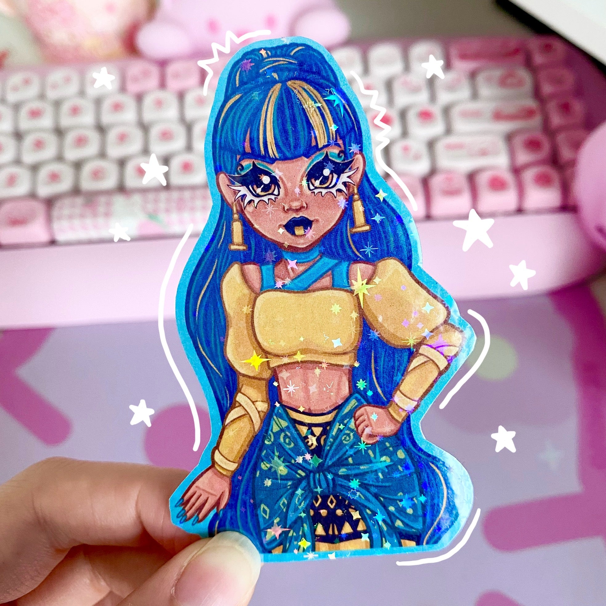 Monster Girl Holographic Die Cut Stickers