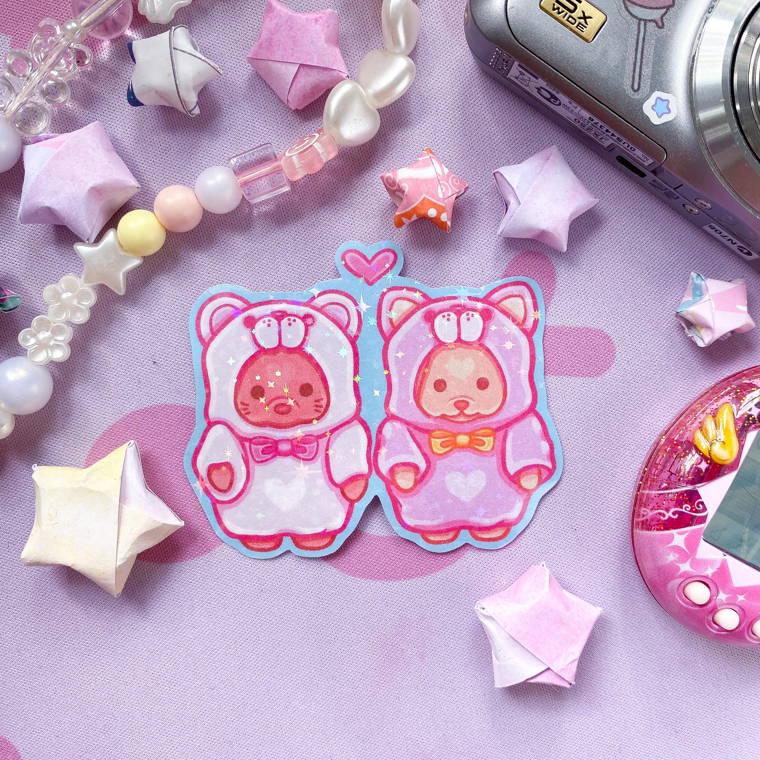 Calico Critter Onesie Couple Holographic Die Cut Sticker