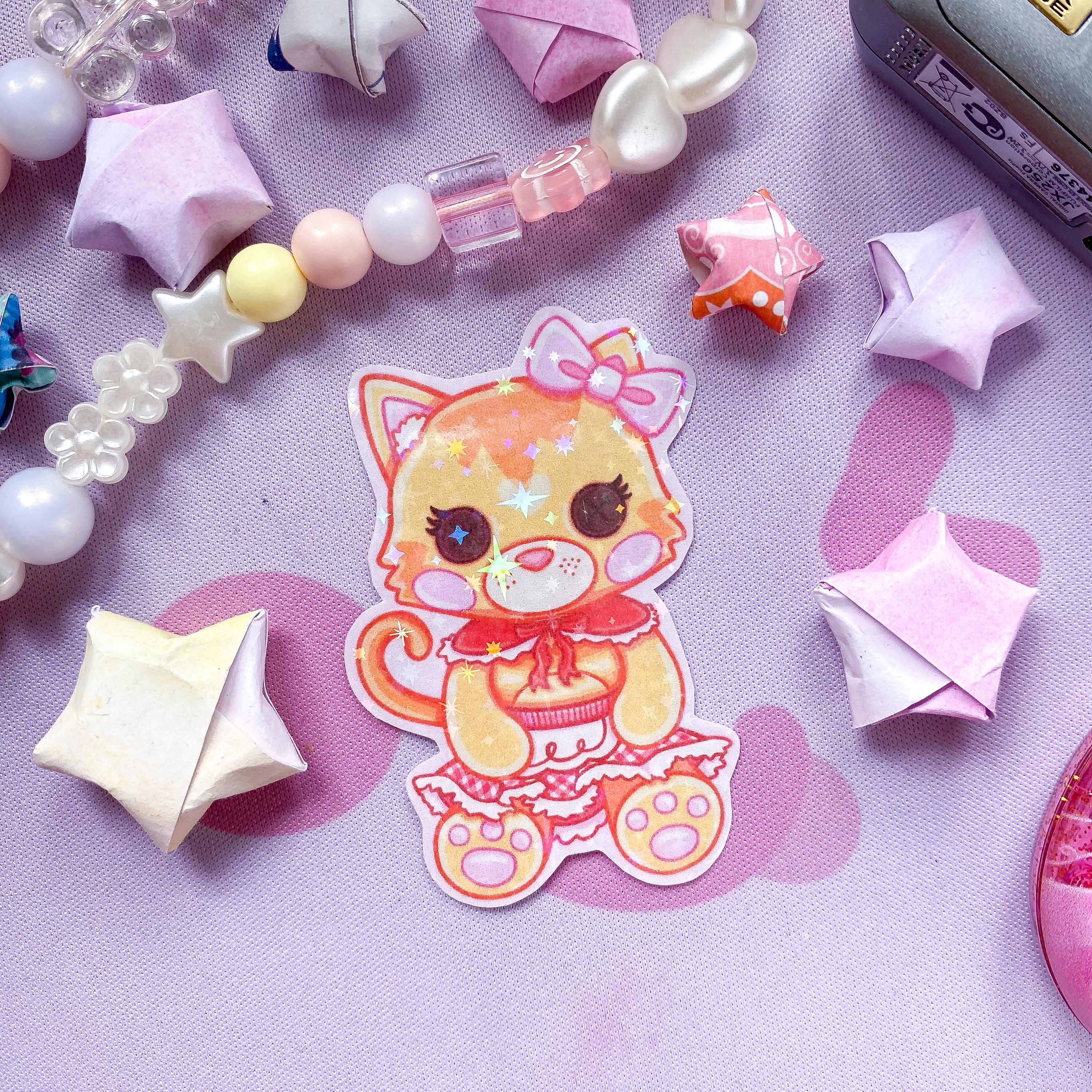 Rag doll Lamb and Kitten Holographic Die Cut Stickers