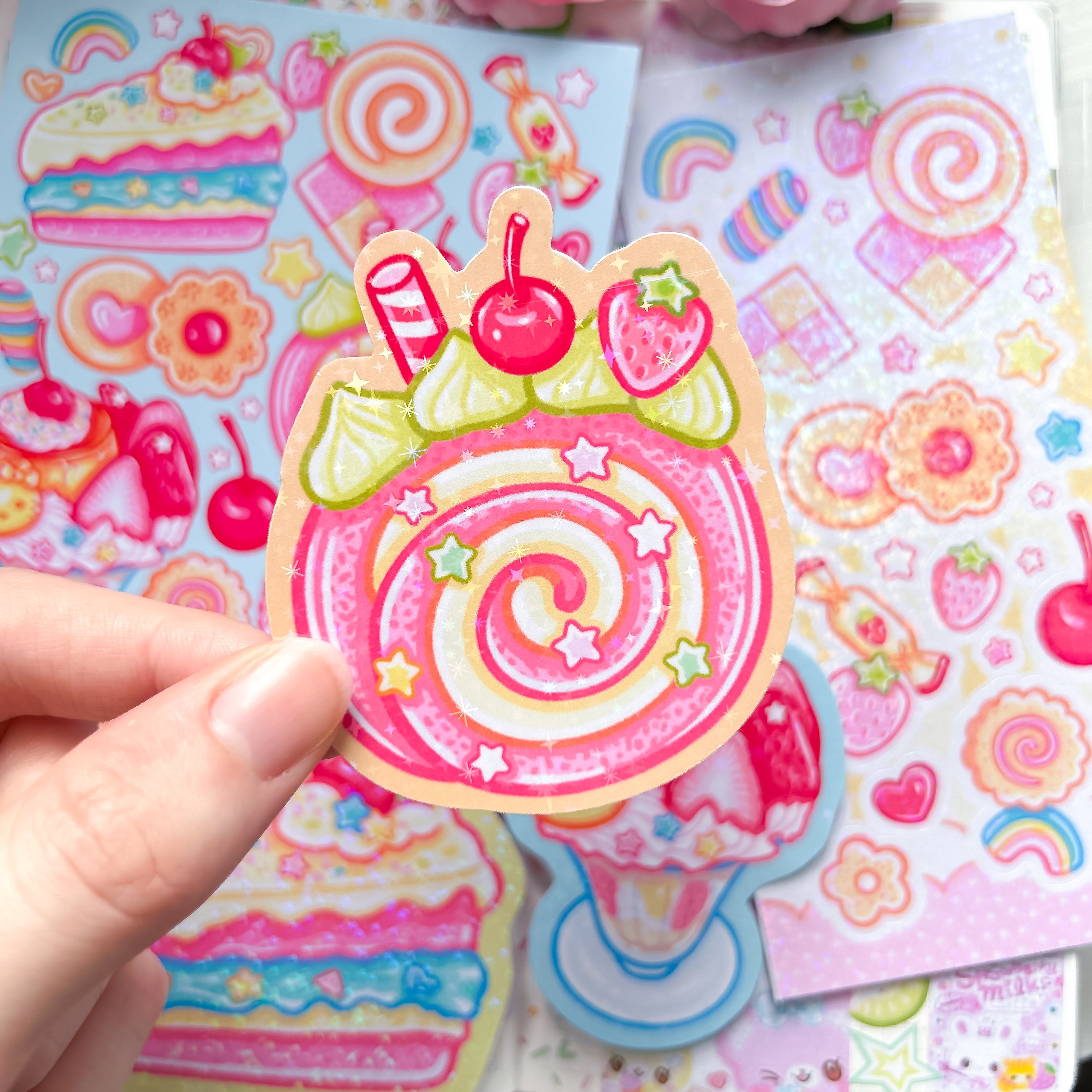 Kawaii Sweets Themed Stickers and Print Stationery Bundle