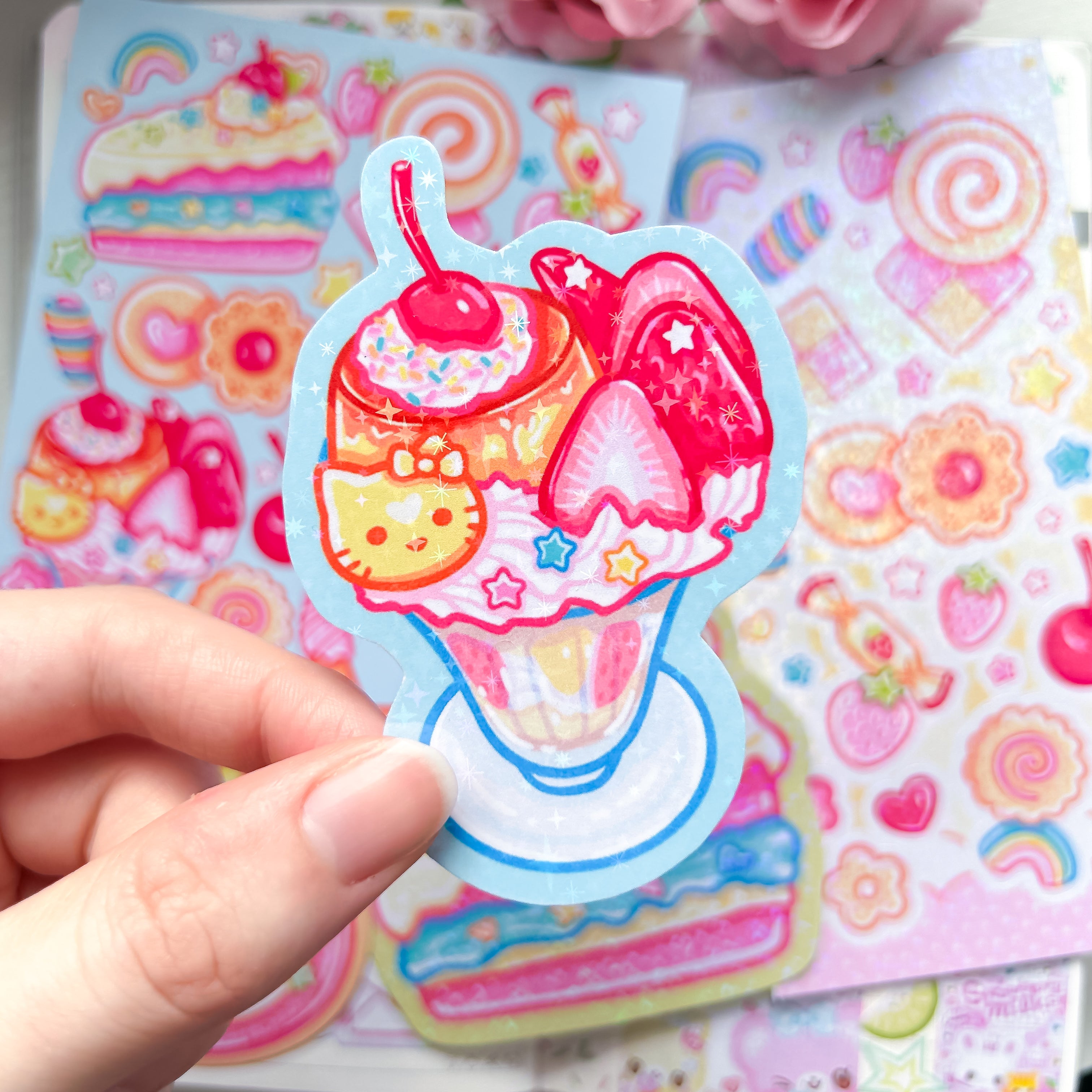 Kawaii Sweets Themed Stickers and Print Stationery Bundle