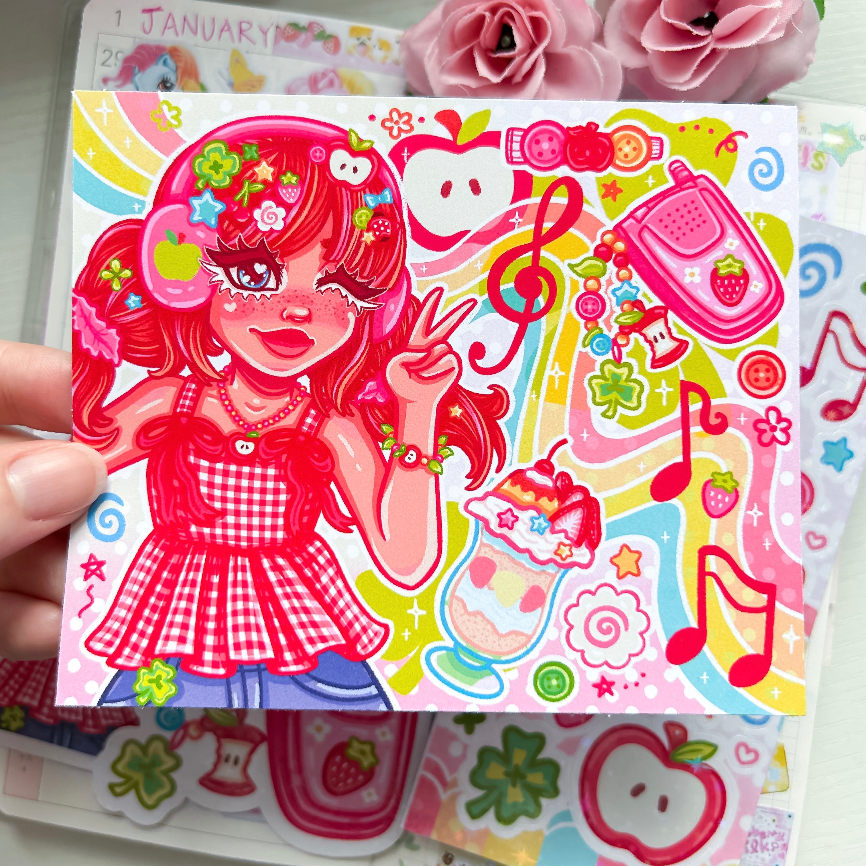 Heisei Retro Themed Stickers and Print Stationery Bundle