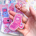 Y2K Flip Phone Acrylic Glitter Epoxy Keychain