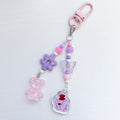 Purple & Pink Elephant Glitter Epoxy Pendant Beaded Keycharm