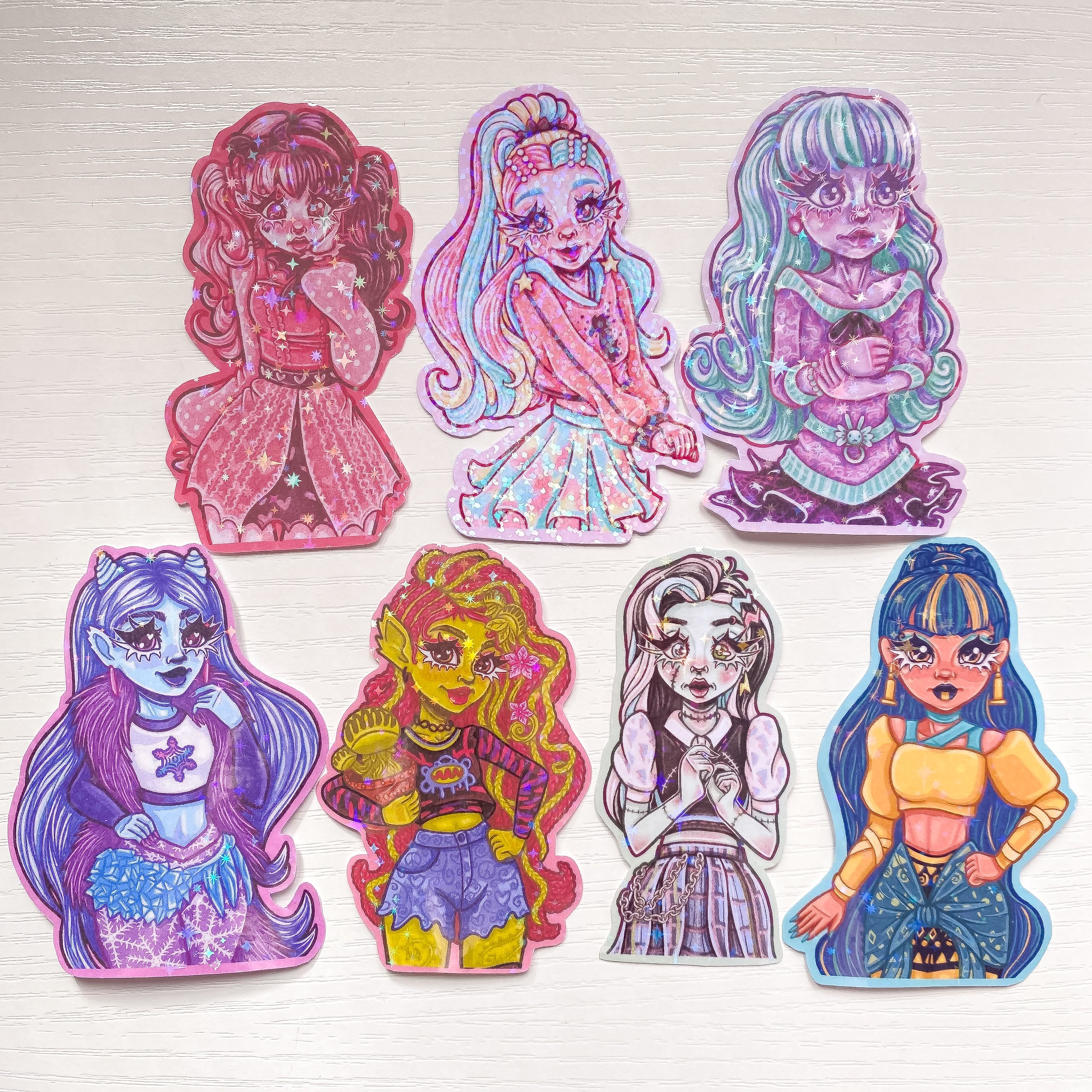Monster Girl Holographic Die Cut Stickers