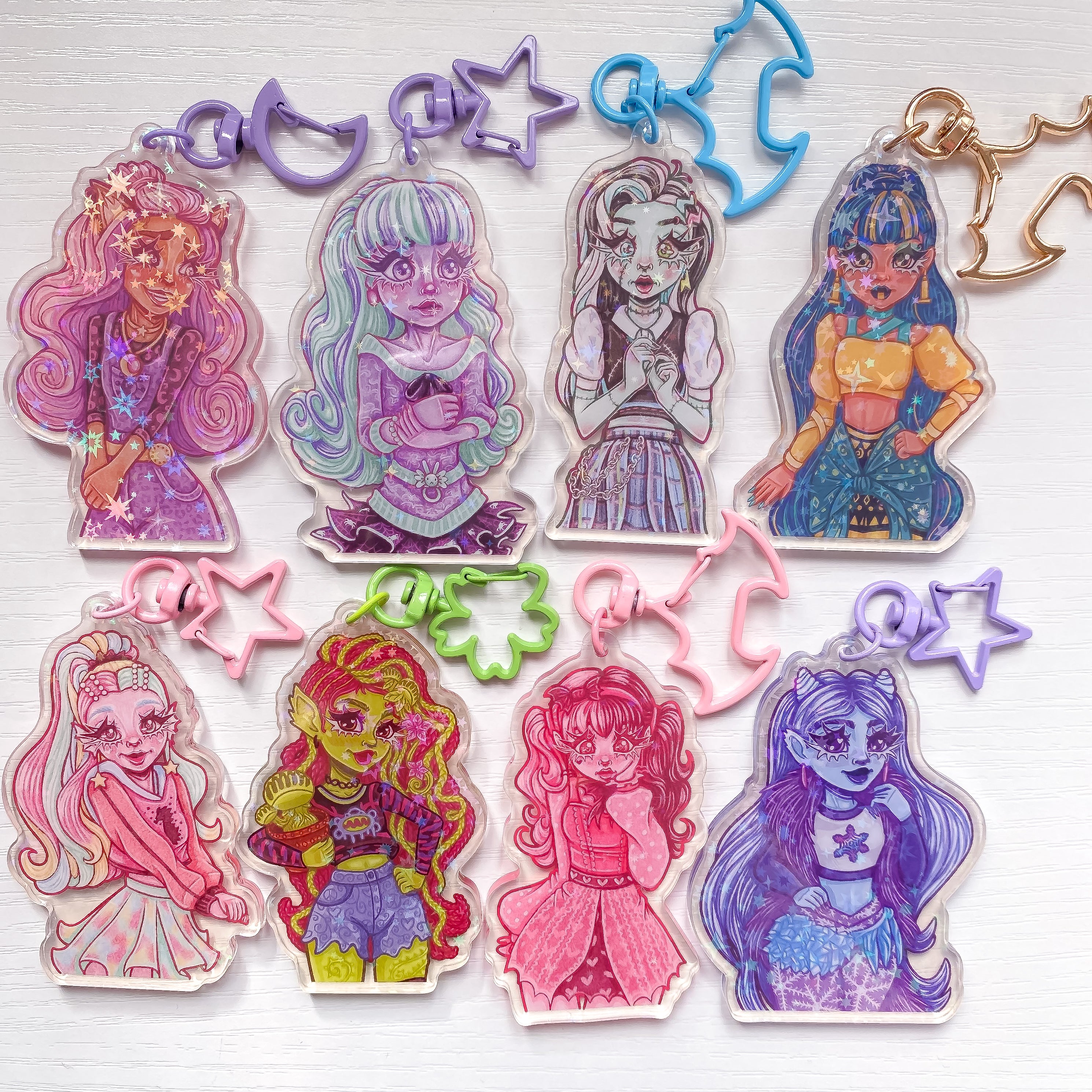 Monster Girl Holographic Acrylic Keychains
