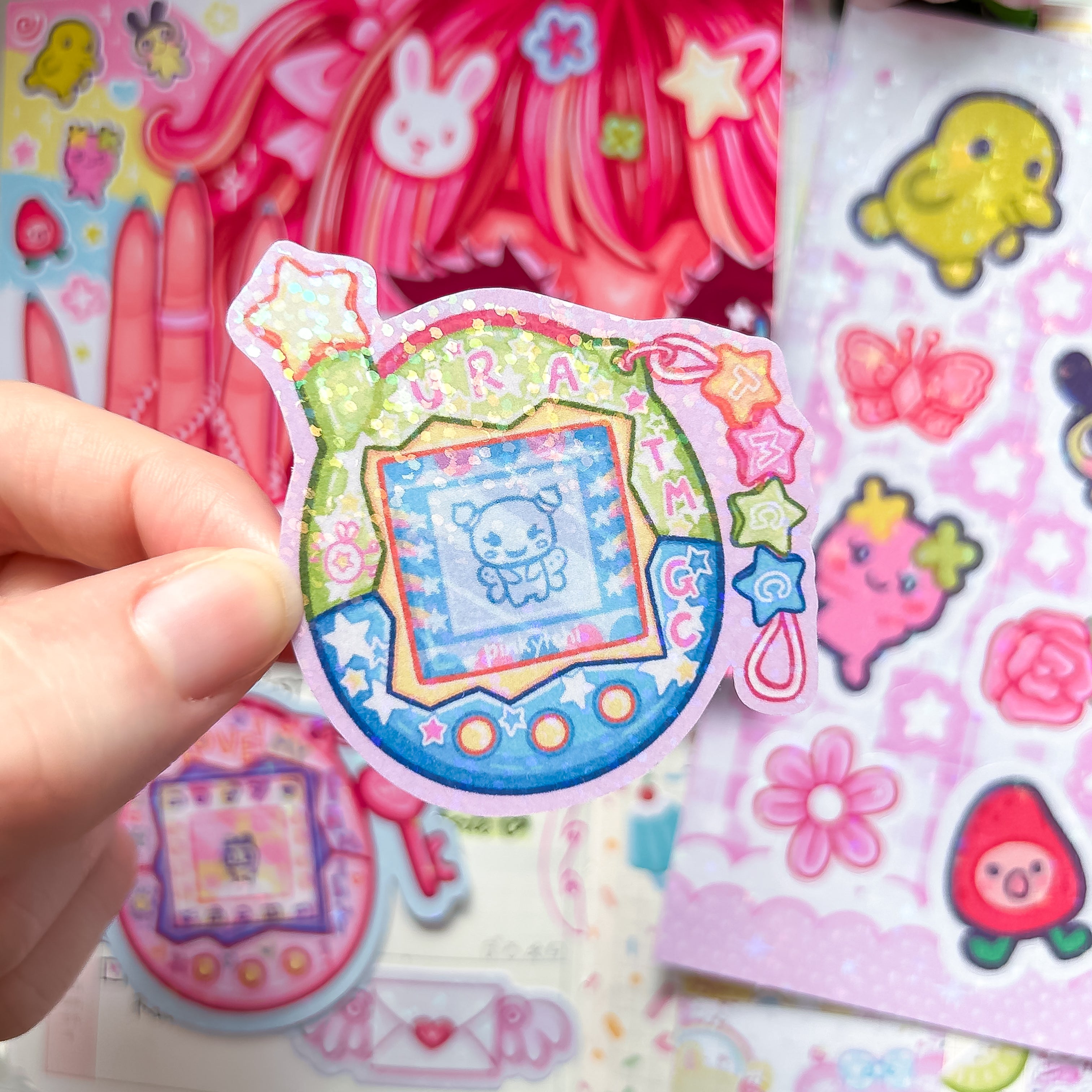Tamagotchi Themed Sticker and Print Stationery Bundle