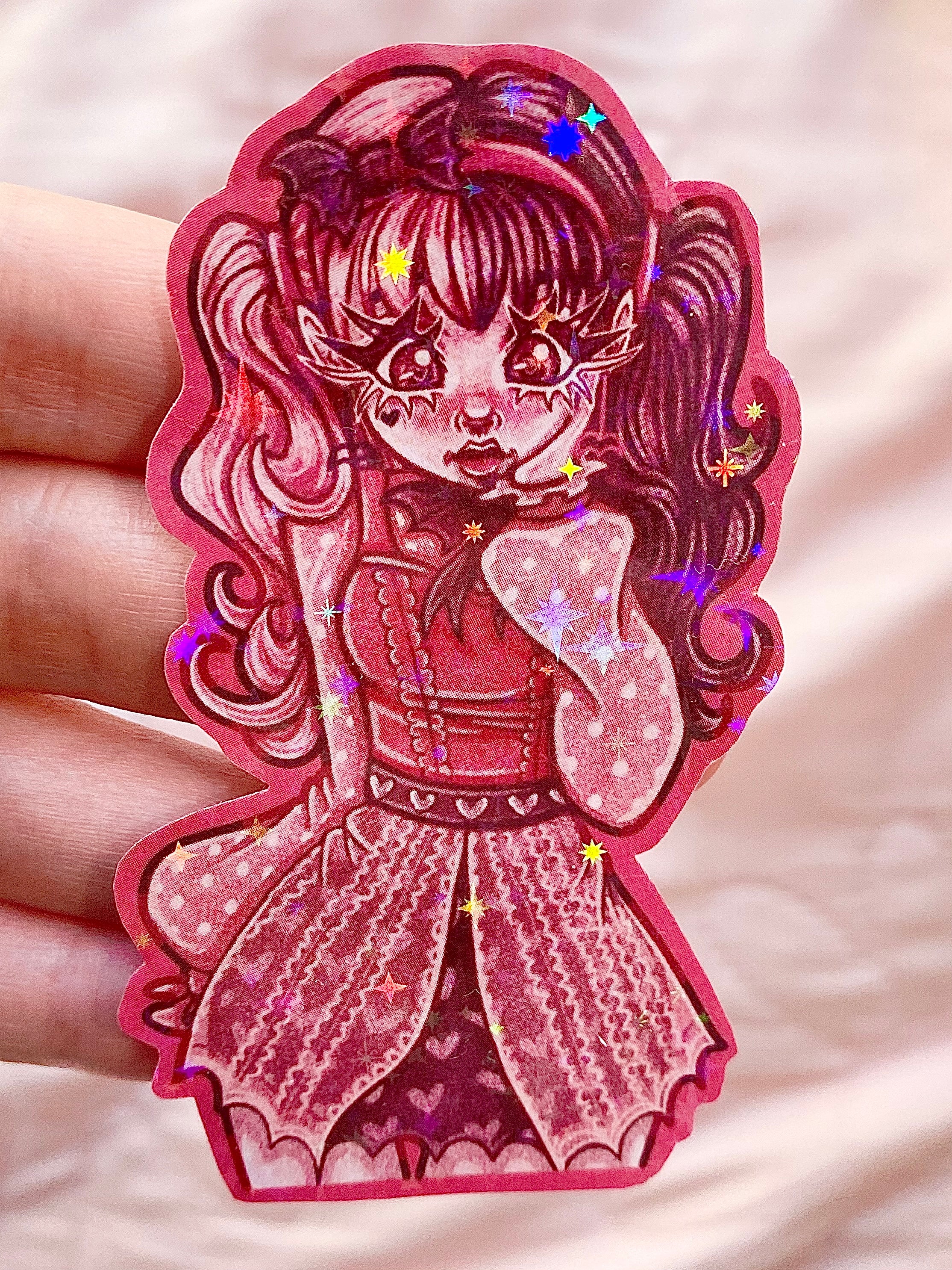 Monster Girl Holographic Die Cut Stickers