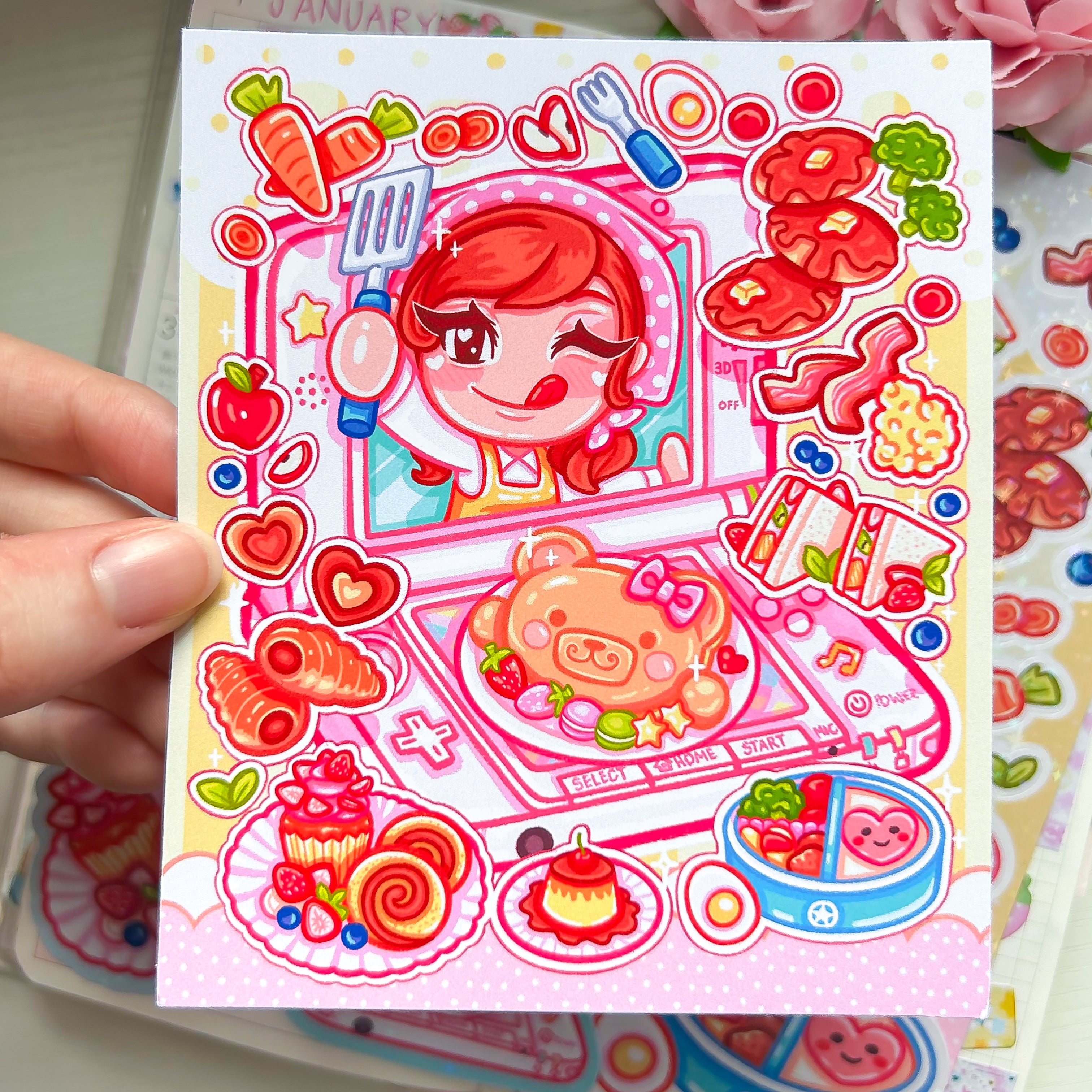 3DS Cooking Game Themed Sticker and Print Stationery Bundle