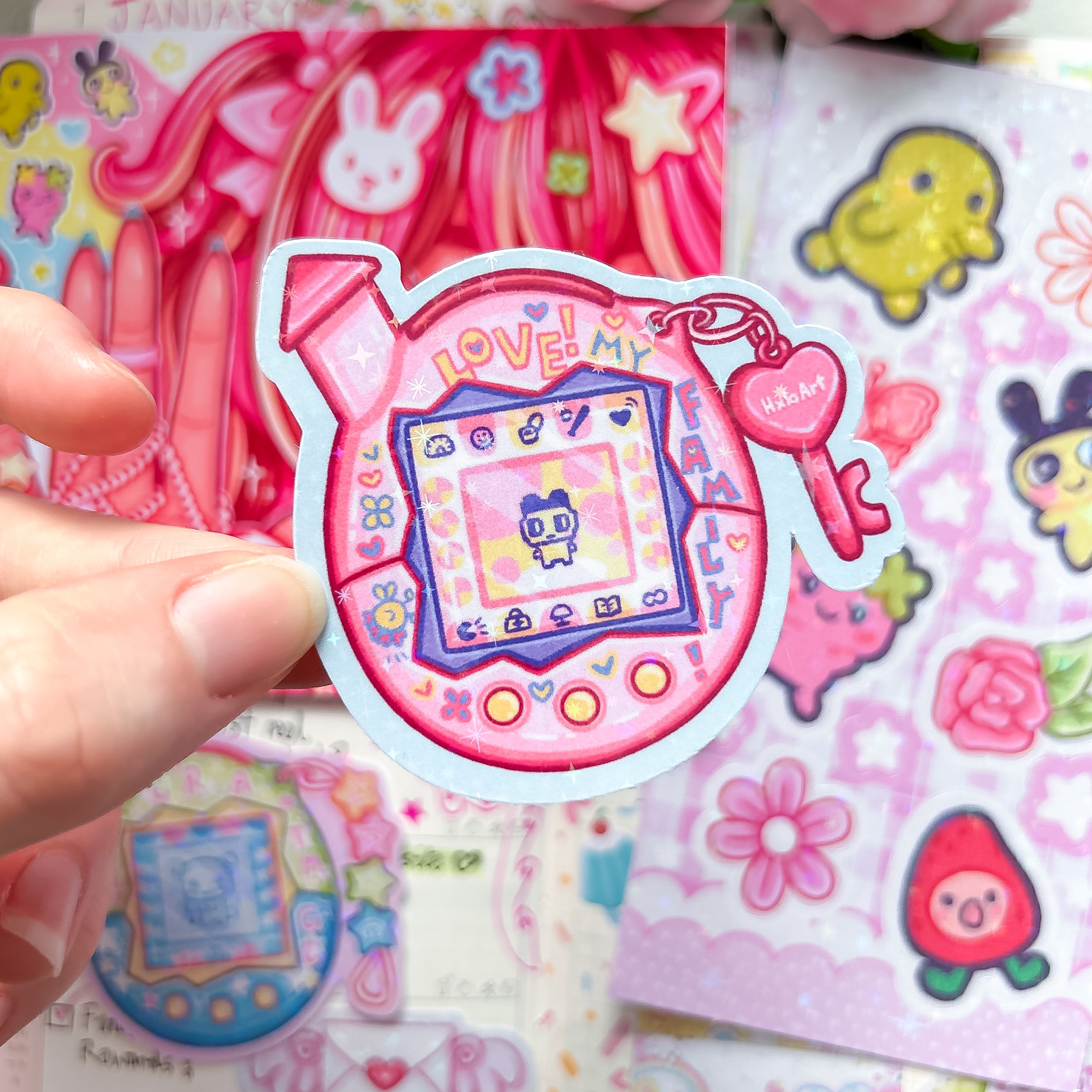 Tamagotchi Themed Sticker and Print Stationery Bundle