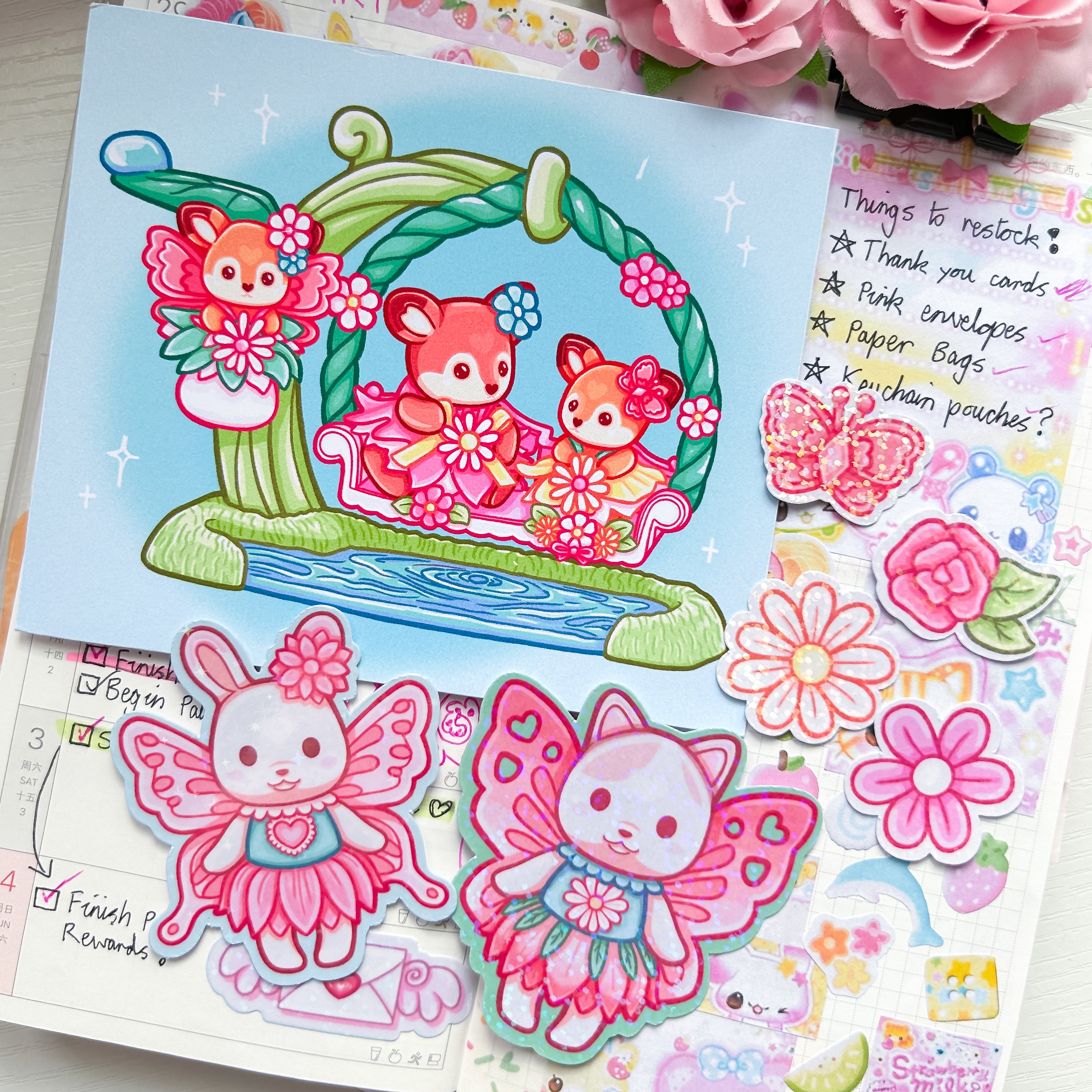 Sylvanian Critter Themed Sticker and Print Stationery Bundle