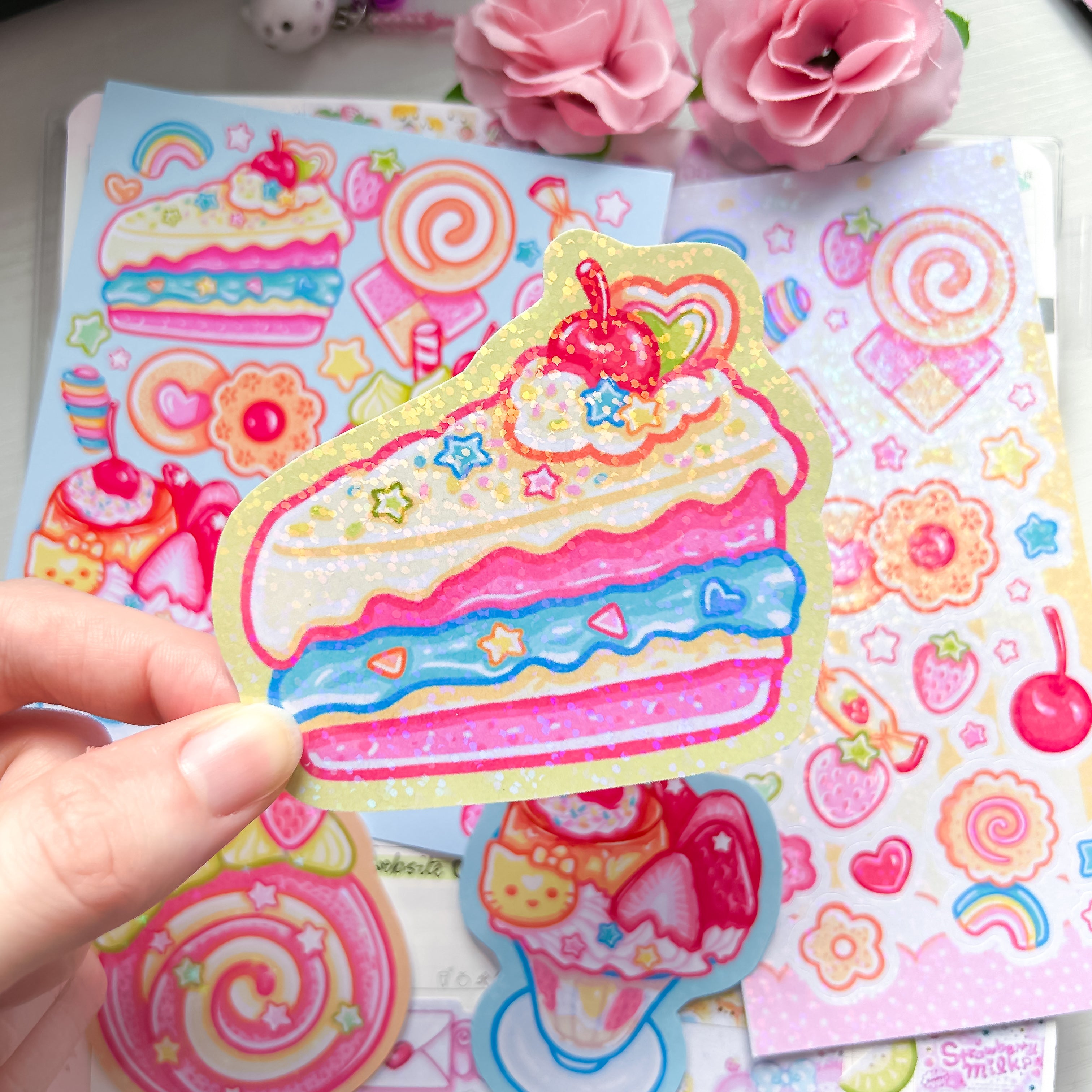 Kawaii Sweets Themed Stickers and Print Stationery Bundle