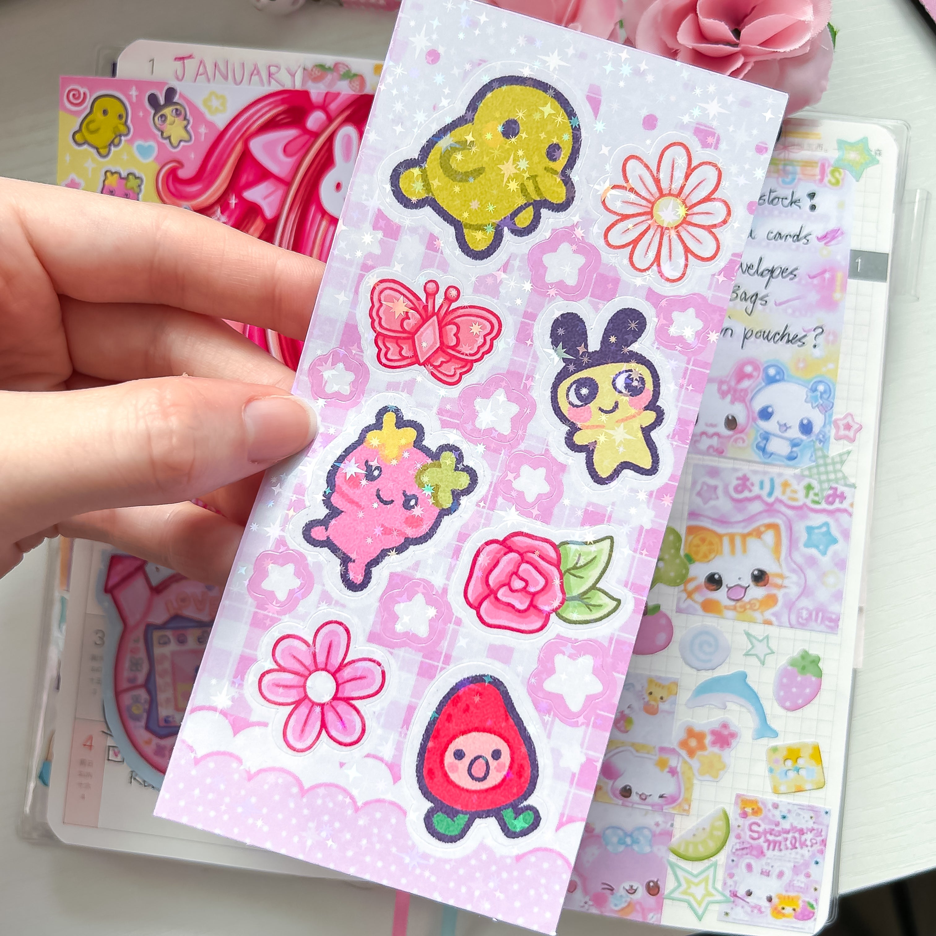 Tamagotchi Themed Sticker and Print Stationery Bundle