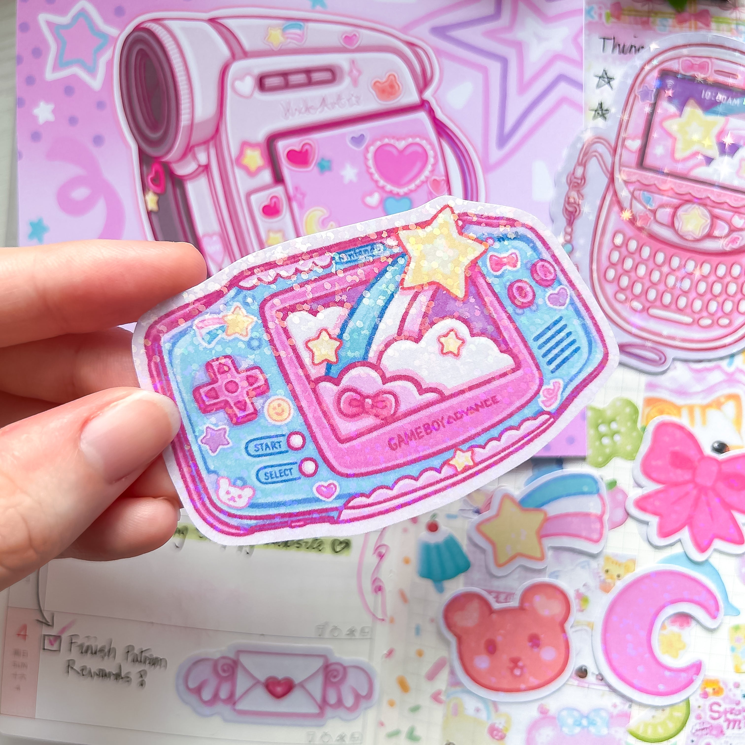Kawaii Y2K Electronics Themed Sticker and Print Stationery Bundle