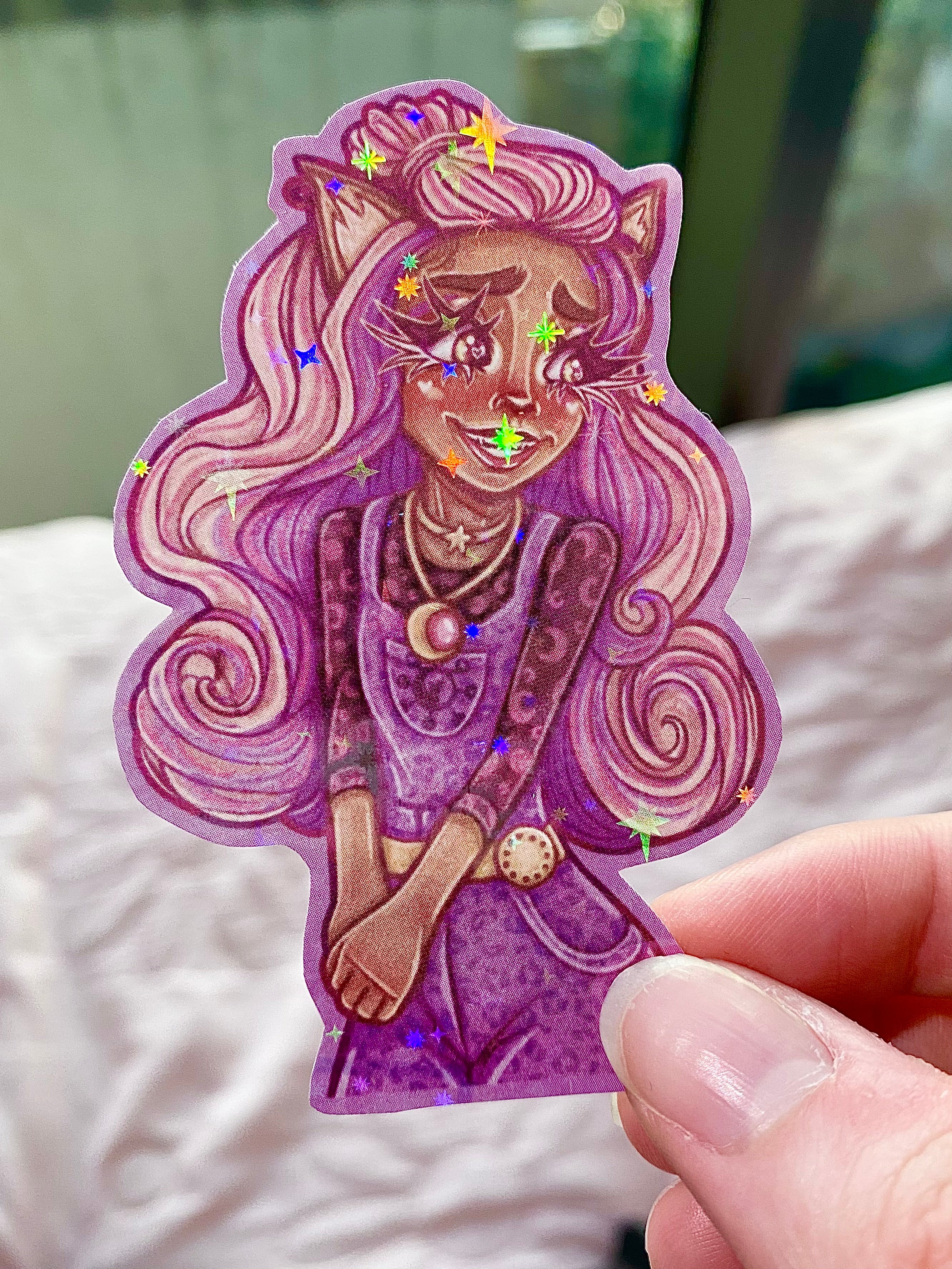 Monster Girl Holographic Die Cut Stickers