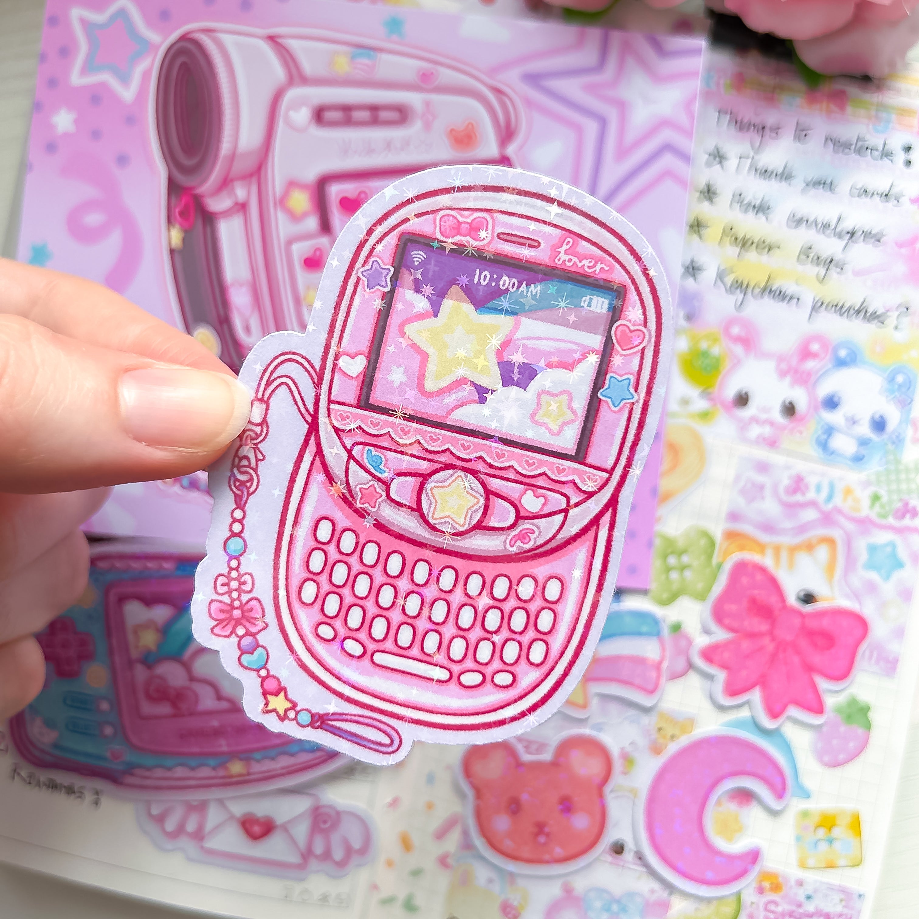 Kawaii Y2K Electronics Themed Sticker and Print Stationery Bundle