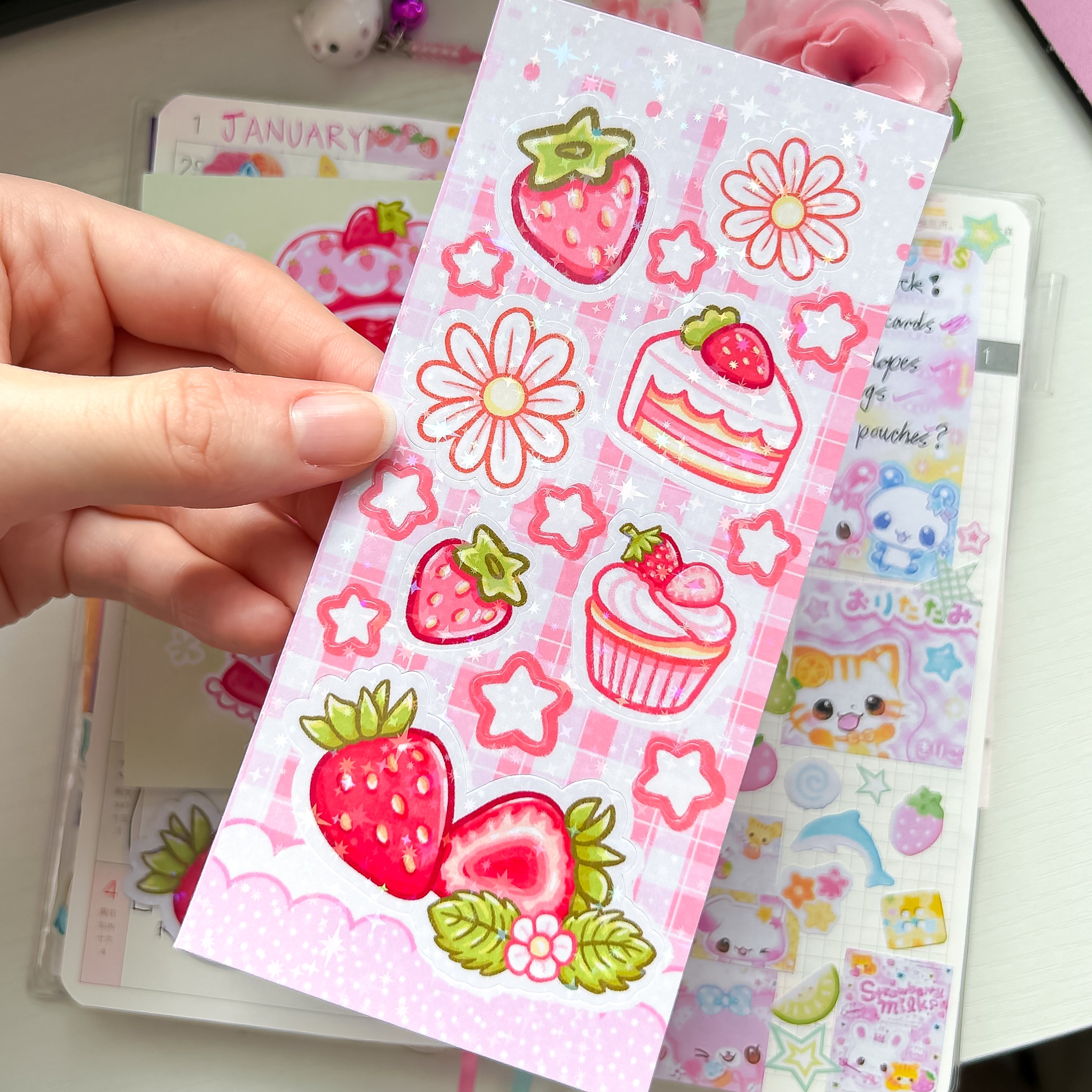 Strawberry Girl Themed Sticker and Print Stationery Bundle