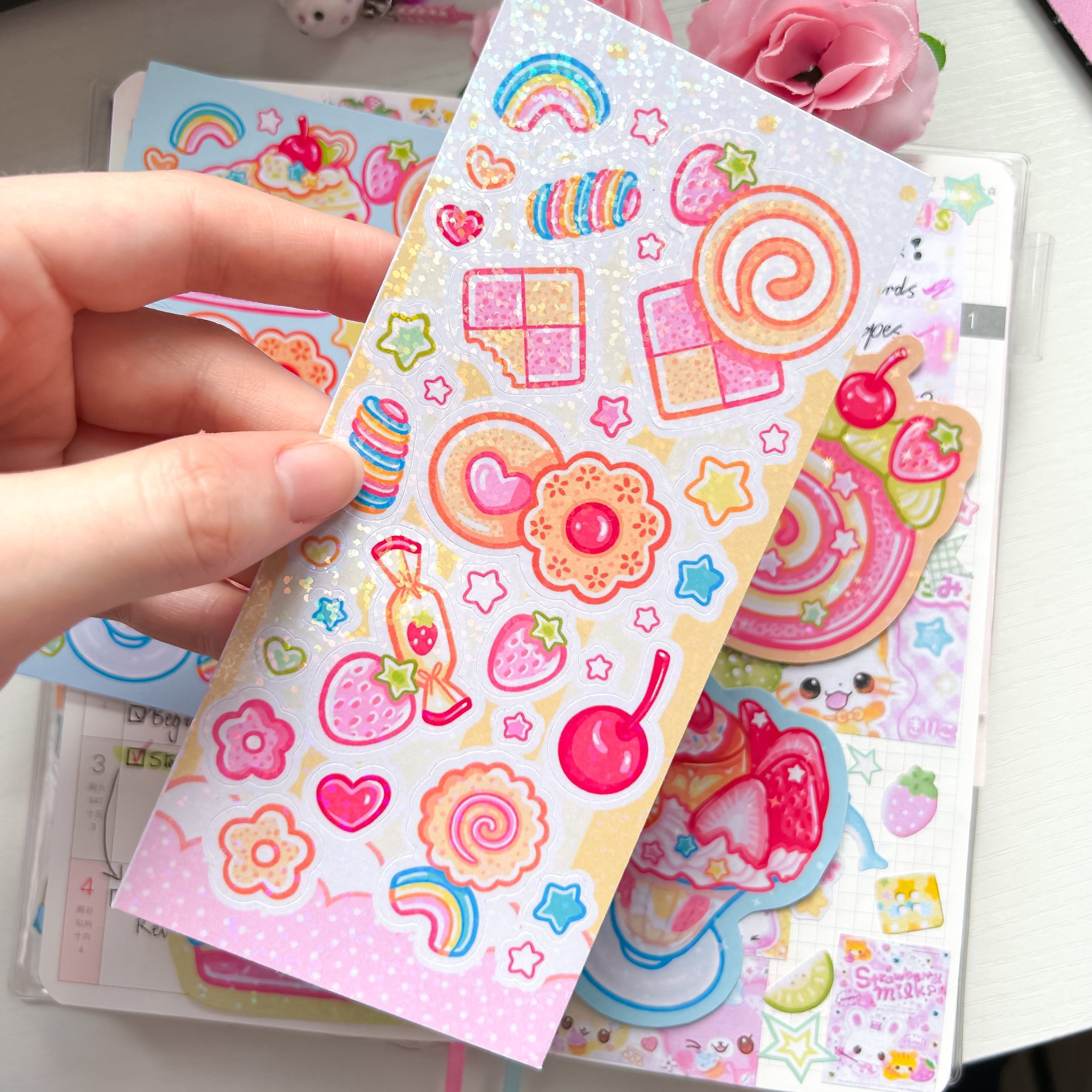 Kawaii Sweets Themed Stickers and Print Stationery Bundle