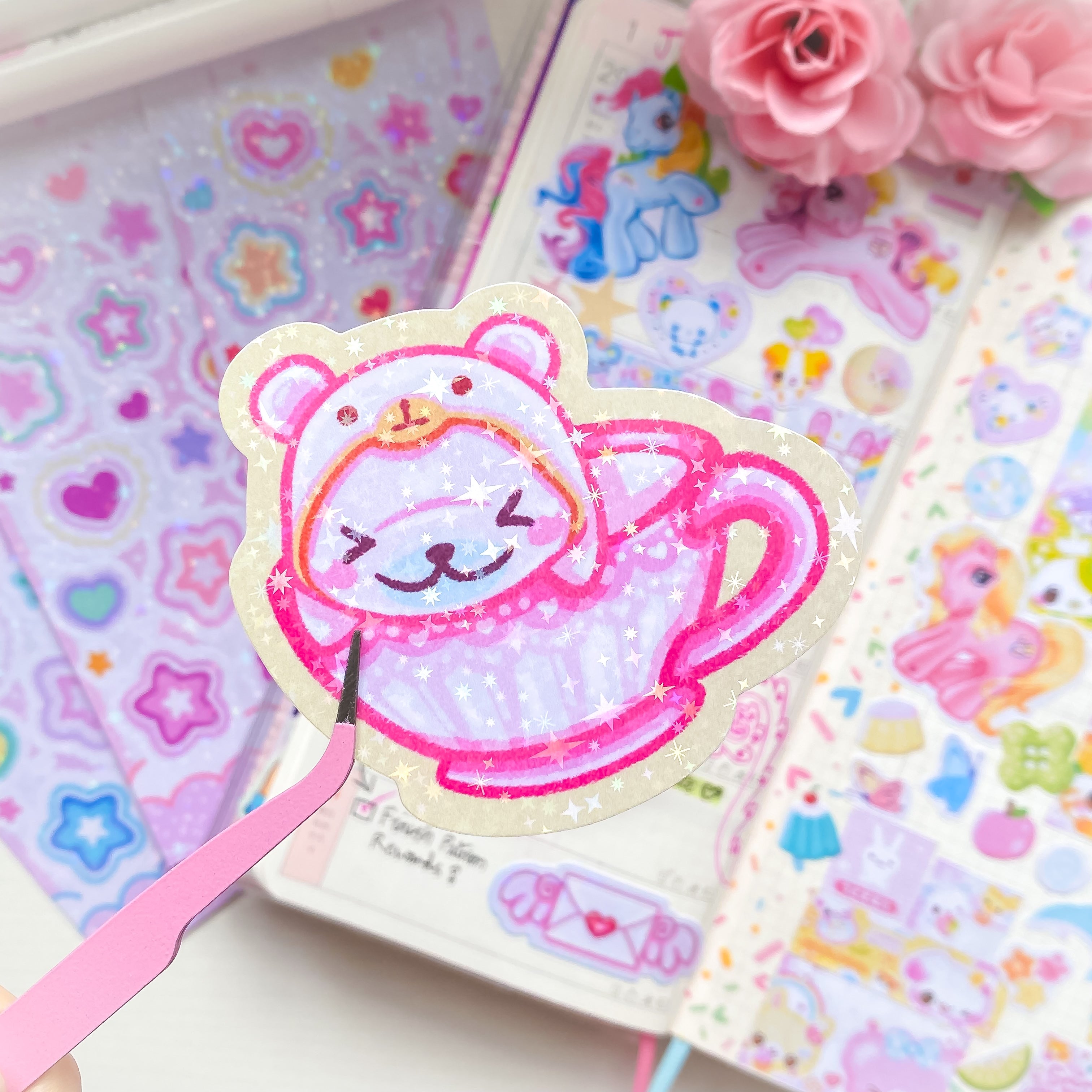 Seal in Teacup Die Cut Sticker