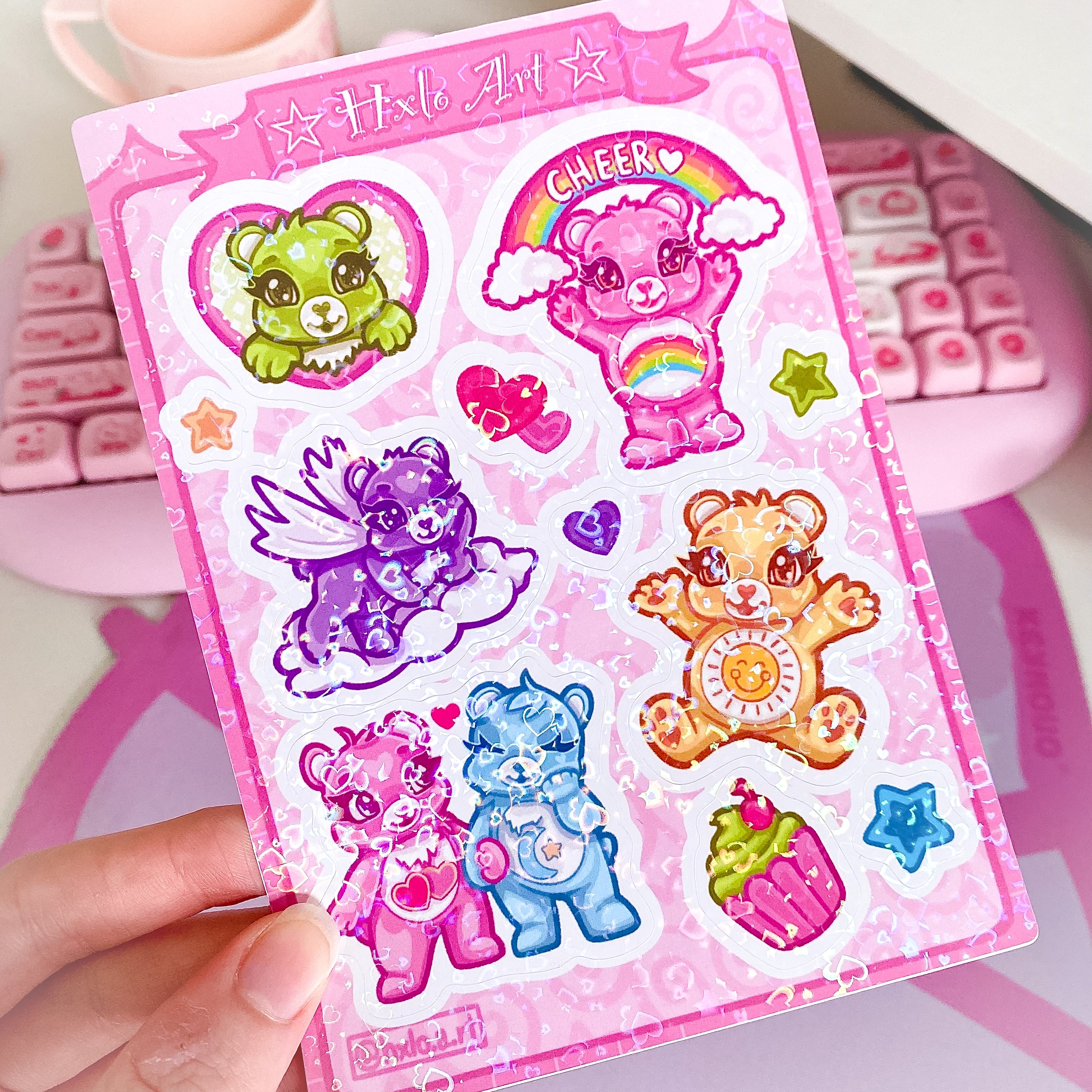 Kawaii Bear Holographic Sticker Sheet