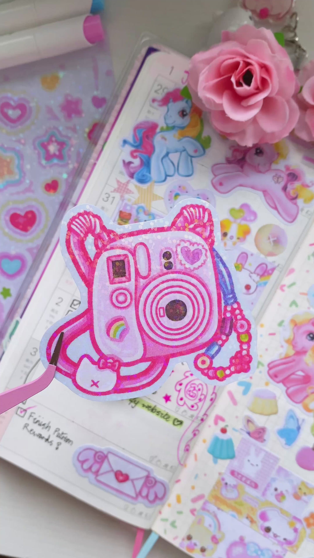 Pink Polaroid Camera Die Cut Sticker