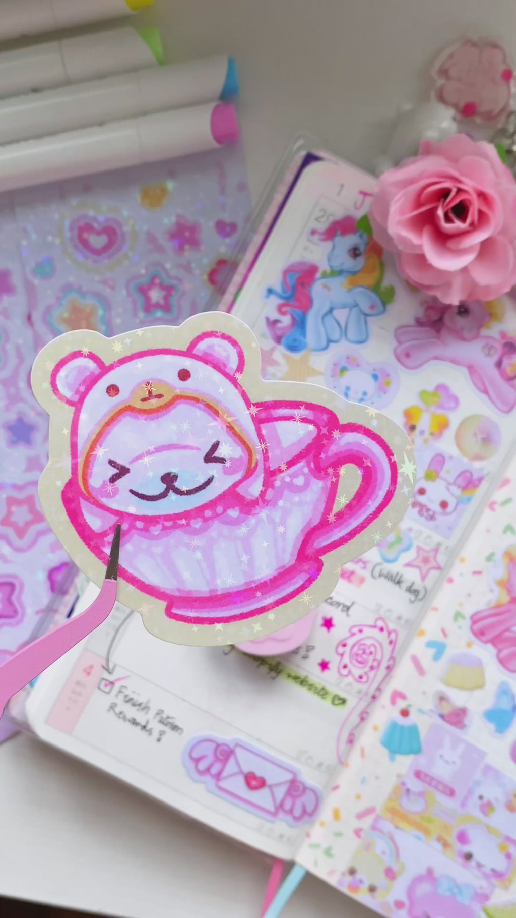 Seal in Teacup Die Cut Sticker