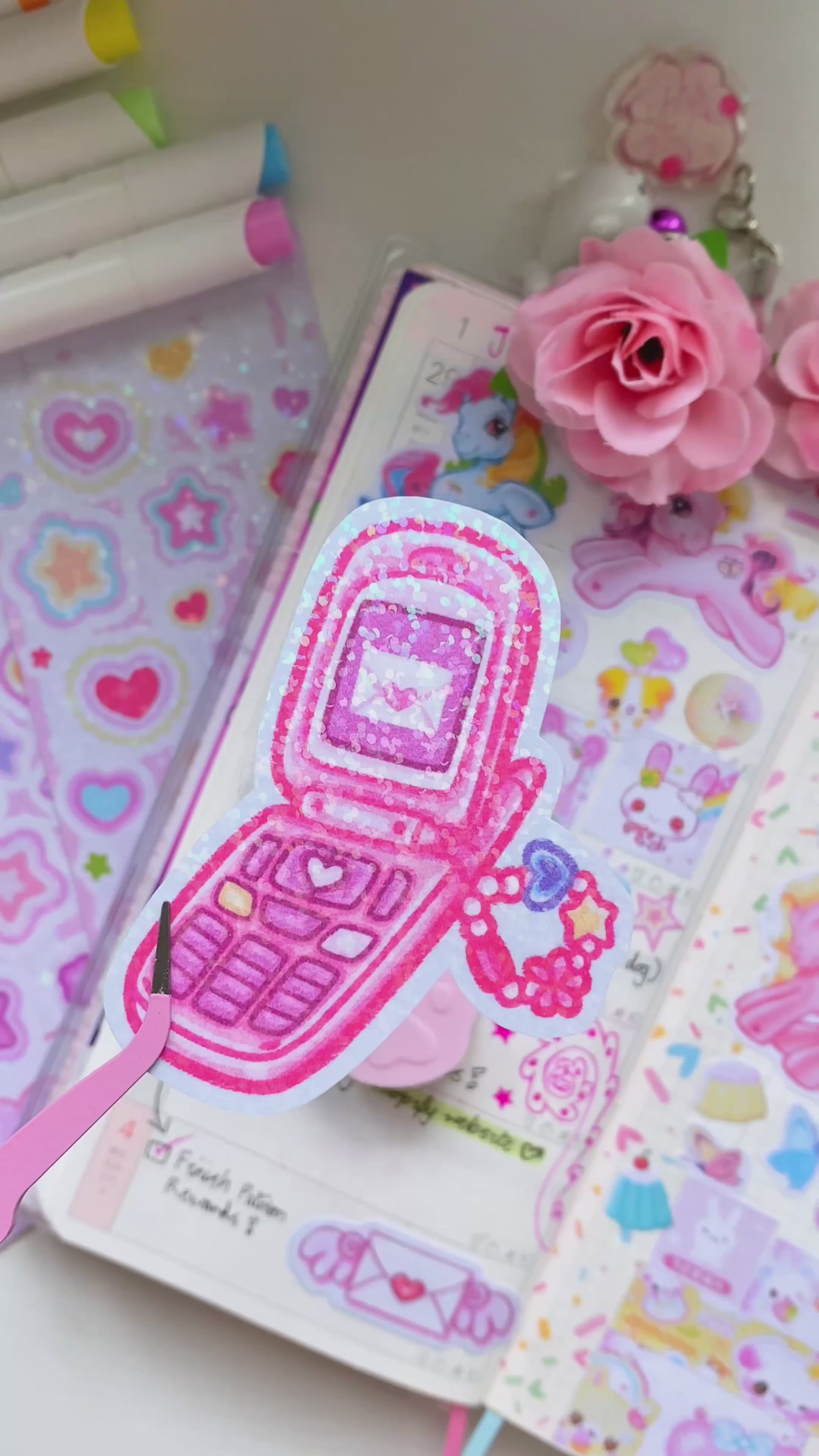 Y2K Flip Phone Die Cut Sticker